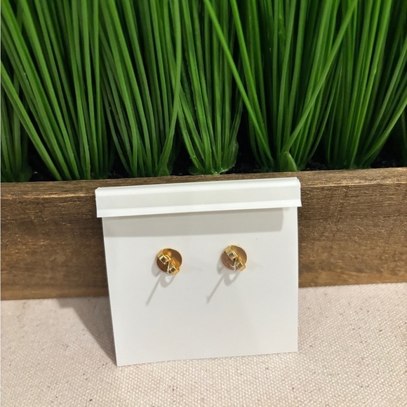 Tory Burch Gold and Sparkling Silver Stone Heart Earrings - Picture 4 of 9